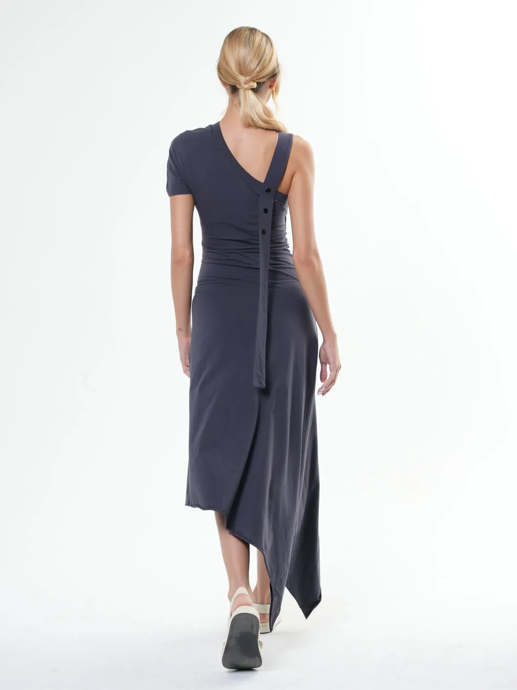 Asymmetric Cotton Gray Dress