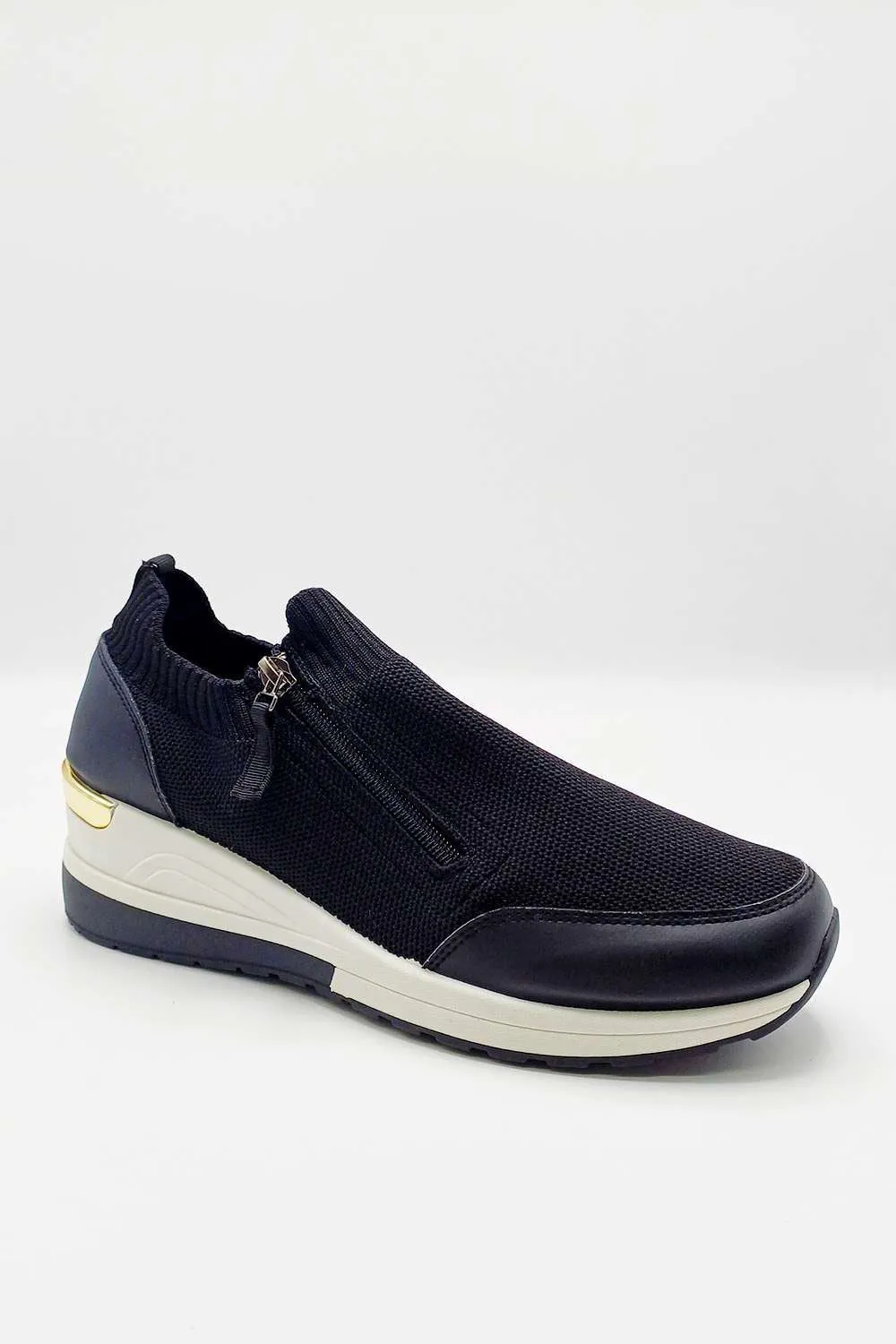 Axel Slip On Side Zip Trainers in Black