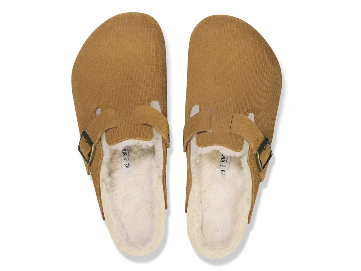 Birkenstock: Boston Corduroy Teddy Sheerling in Corduroy Cork Brown