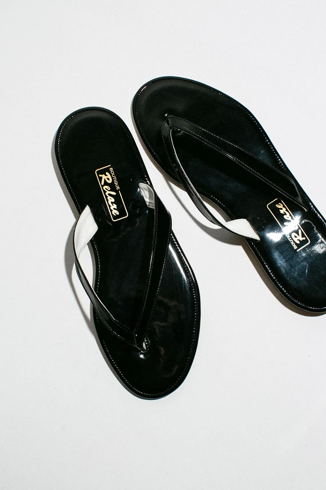 Black Patent Slipper Sandal