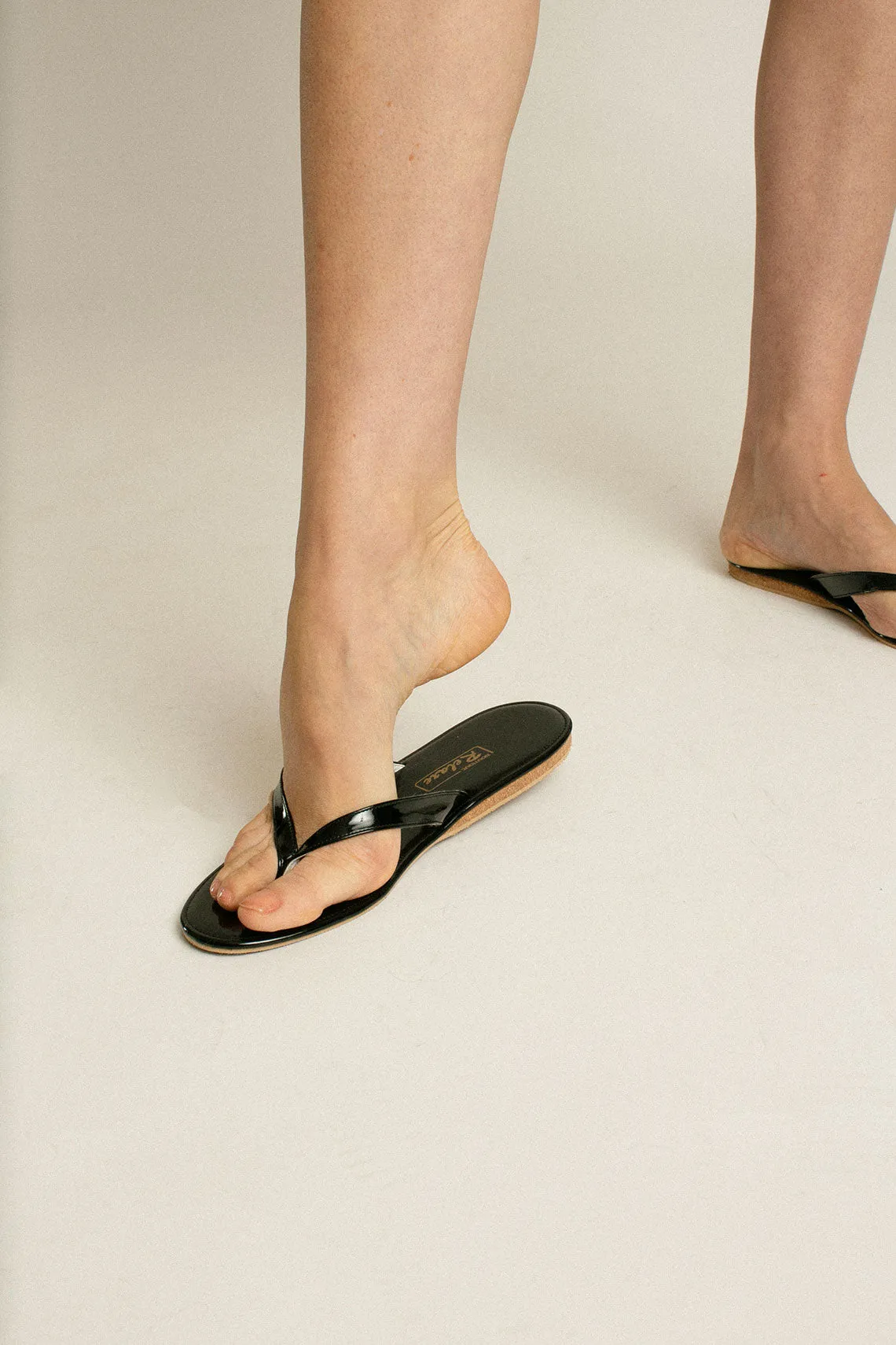 Black Patent Slipper Sandal