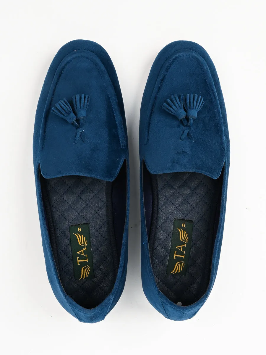 Blue Velvet Casual Loafers For Men's