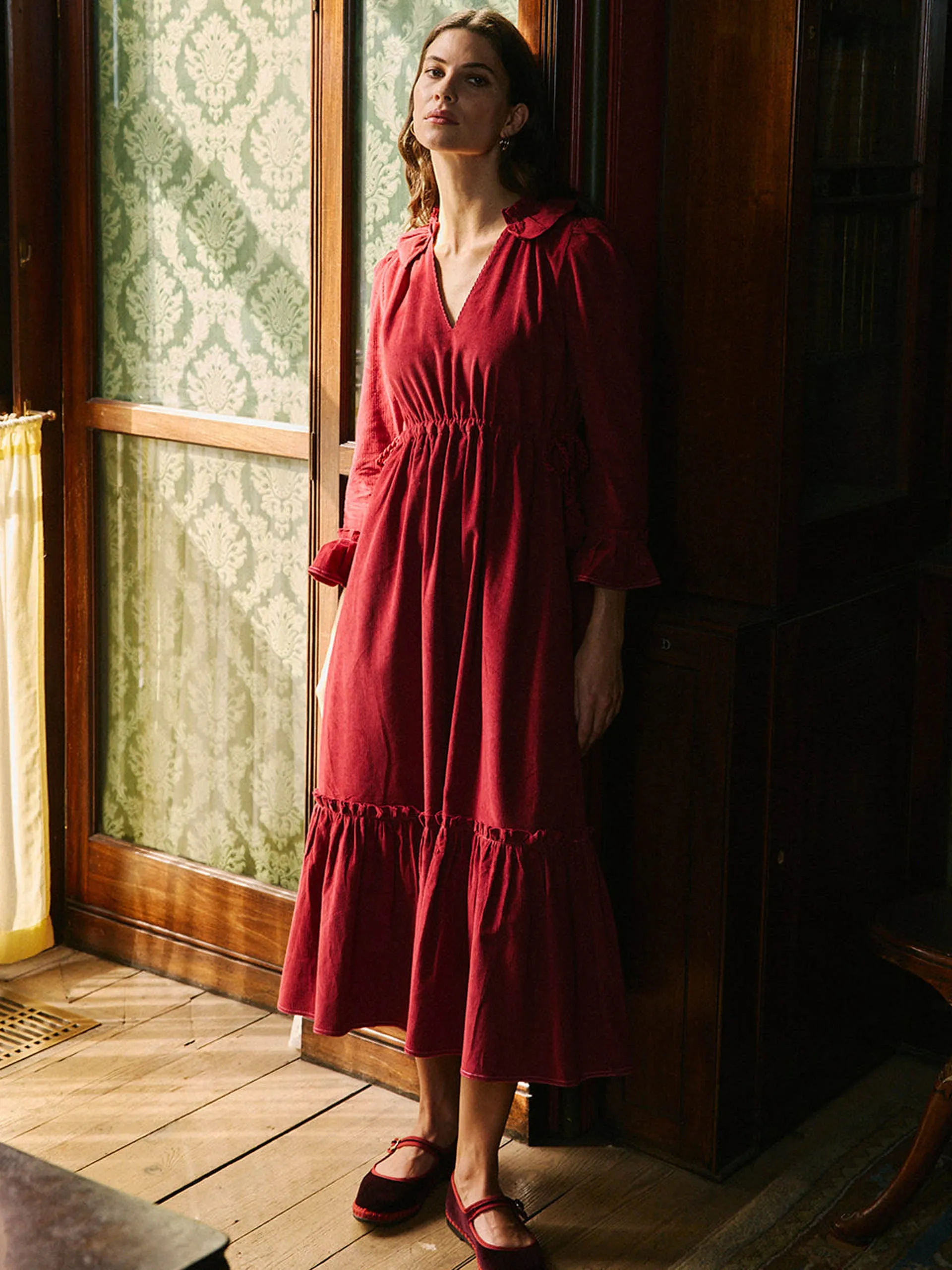 Burgunday cord Amelia dress