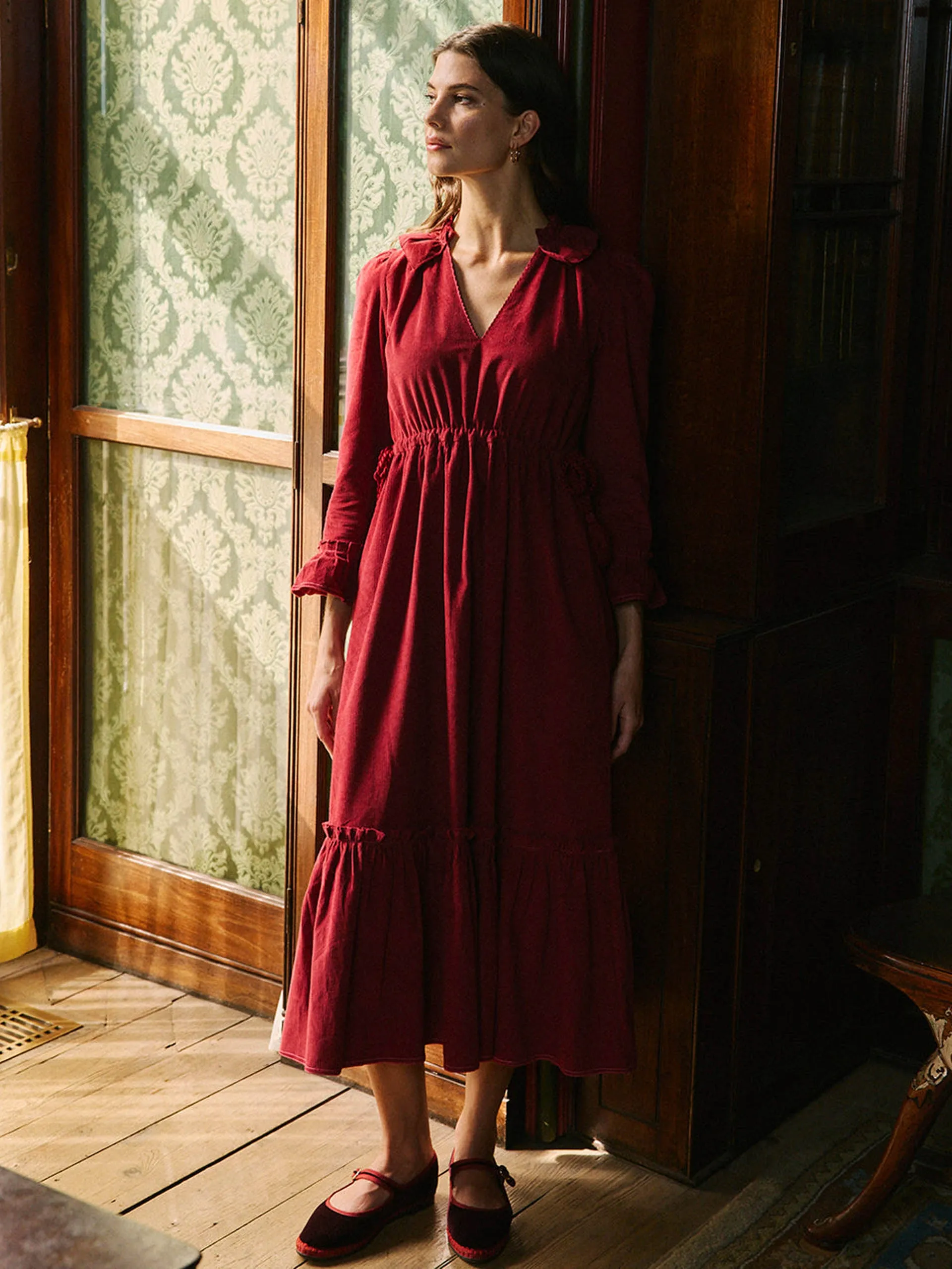 Burgunday cord Amelia dress