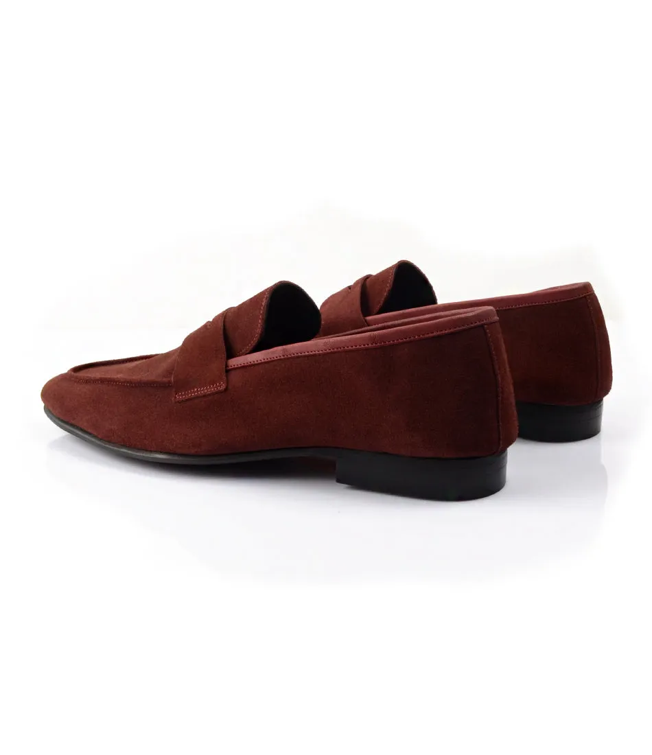 Burgundy Suede Penny Loafers - Ultra-Flex