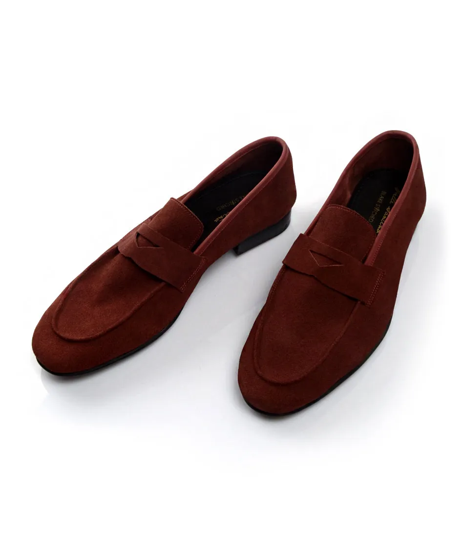 Burgundy Suede Penny Loafers - Ultra-Flex