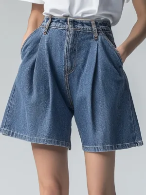 Casual High Waist Denim Bermuda Shorts