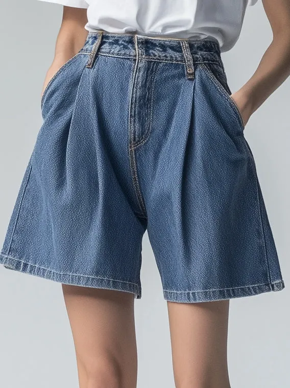 Casual High Waist Denim Bermuda Shorts