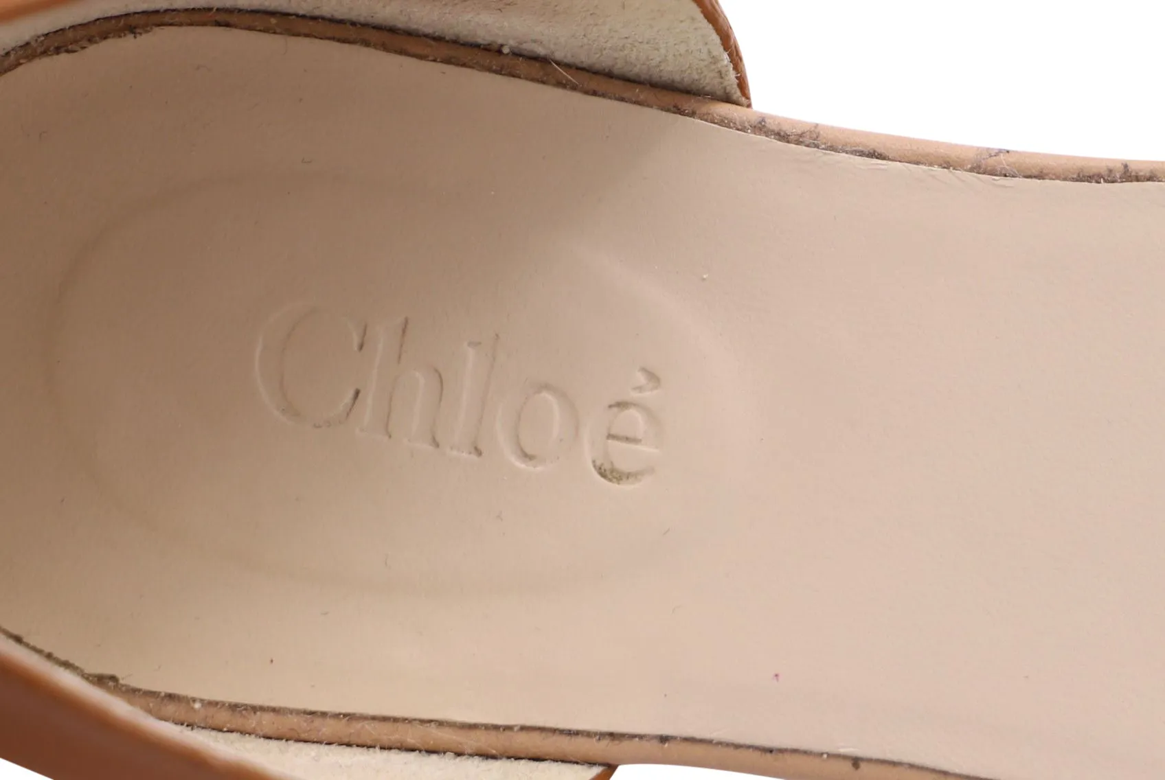 Chloe Bicolor Ankle Strap Flat Sandals in Nude Leather