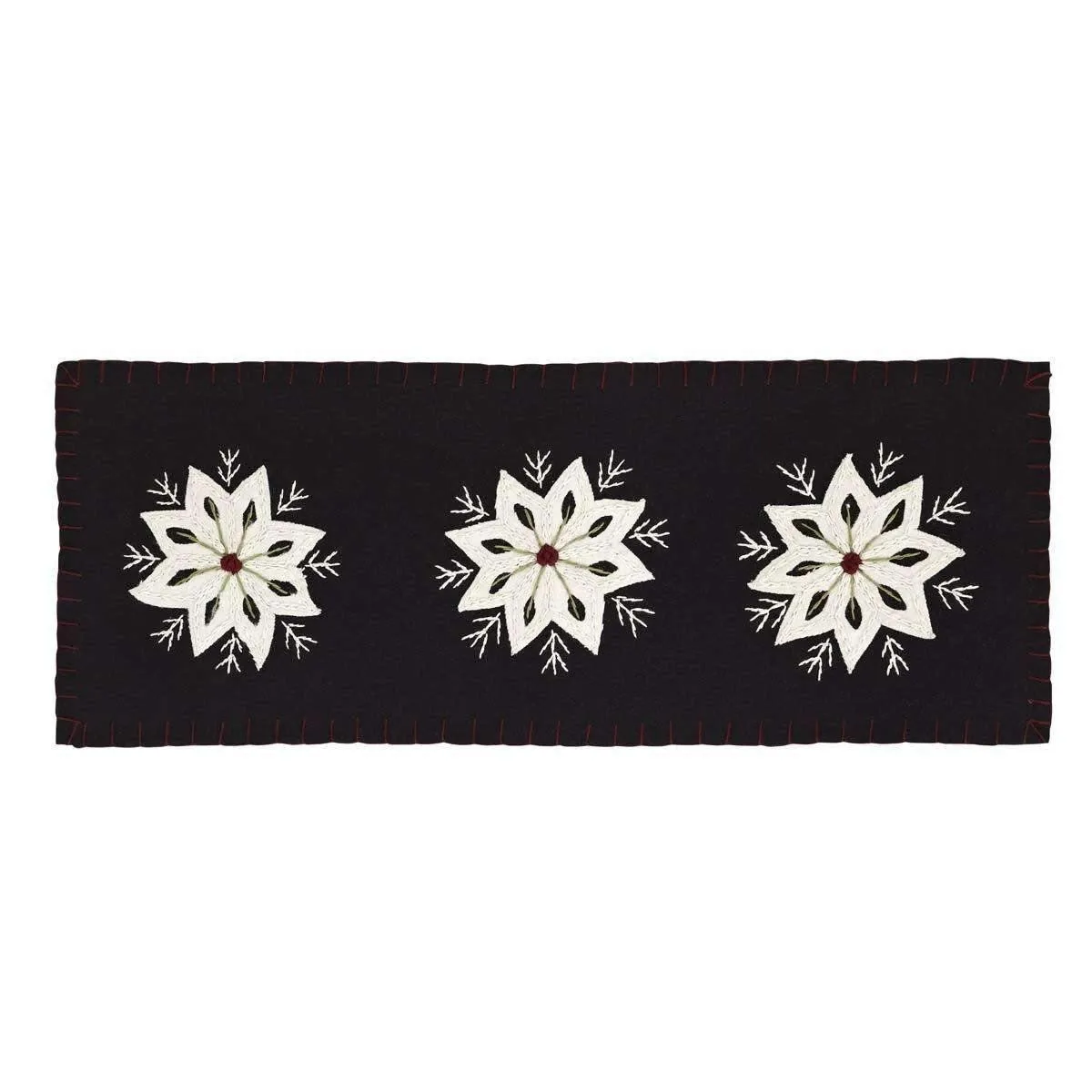 Christmas Snowflake Runner Felt Embroidery 8x24 VHC Brands