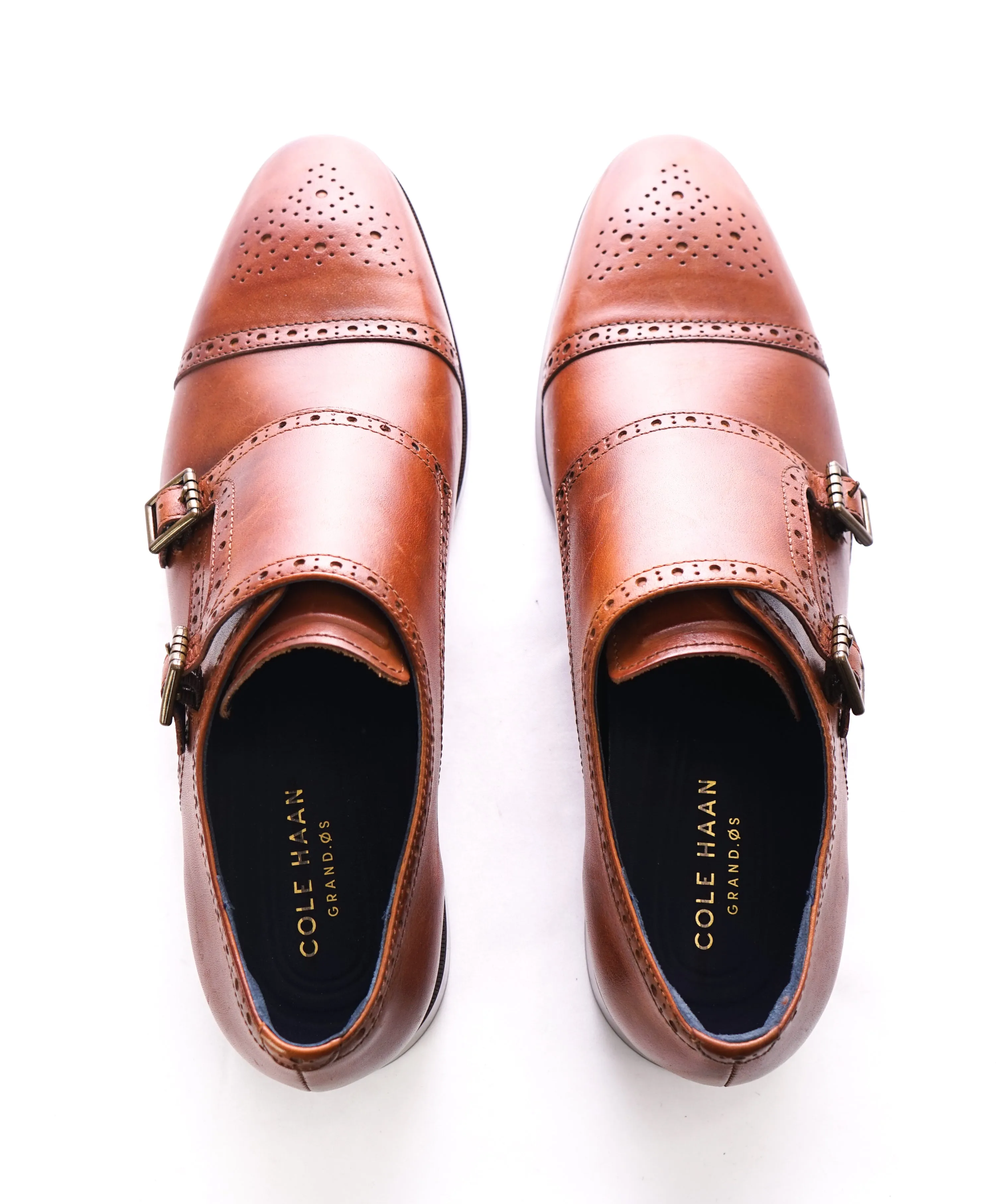 COLE HAAN - Brown Cap Toe Double Monk Strap Loafers "Grand OS” - 13