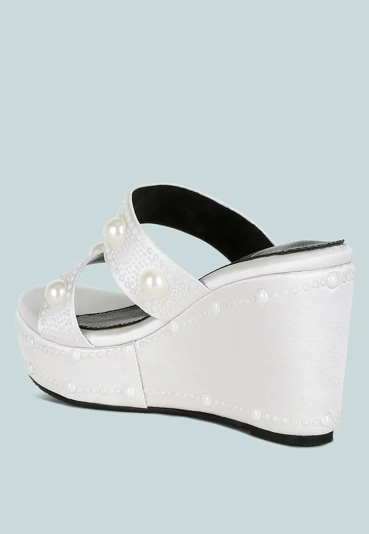 Django Pearl Embellished Wedge Sandals