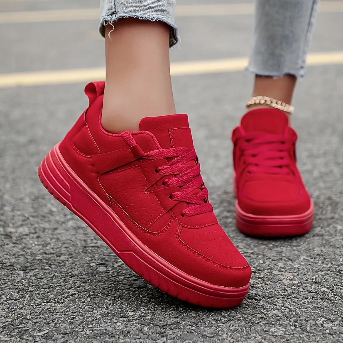 Elegant Fashionable Breathable Lace-up Casual Sneakers for Women | Ideal for Everyday Wear