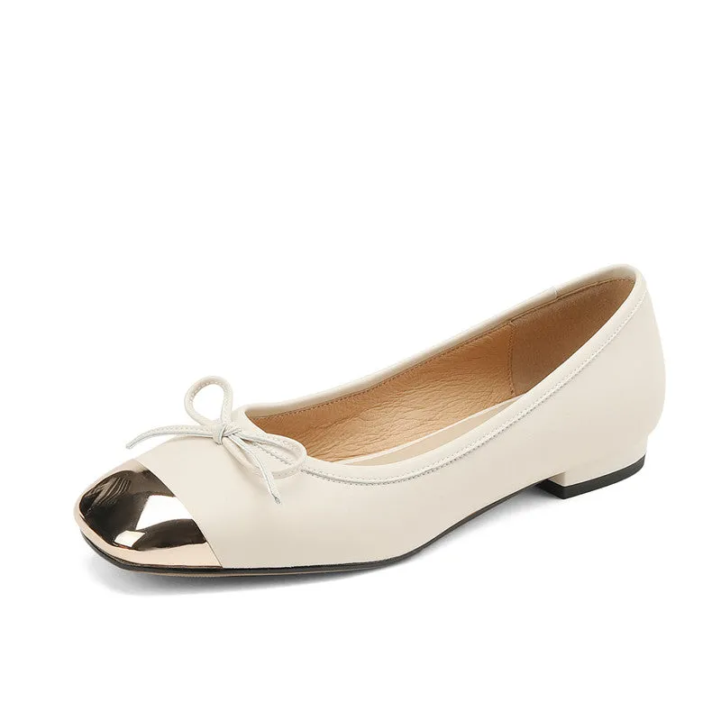 Falon Beige Ballet Flats with Bow