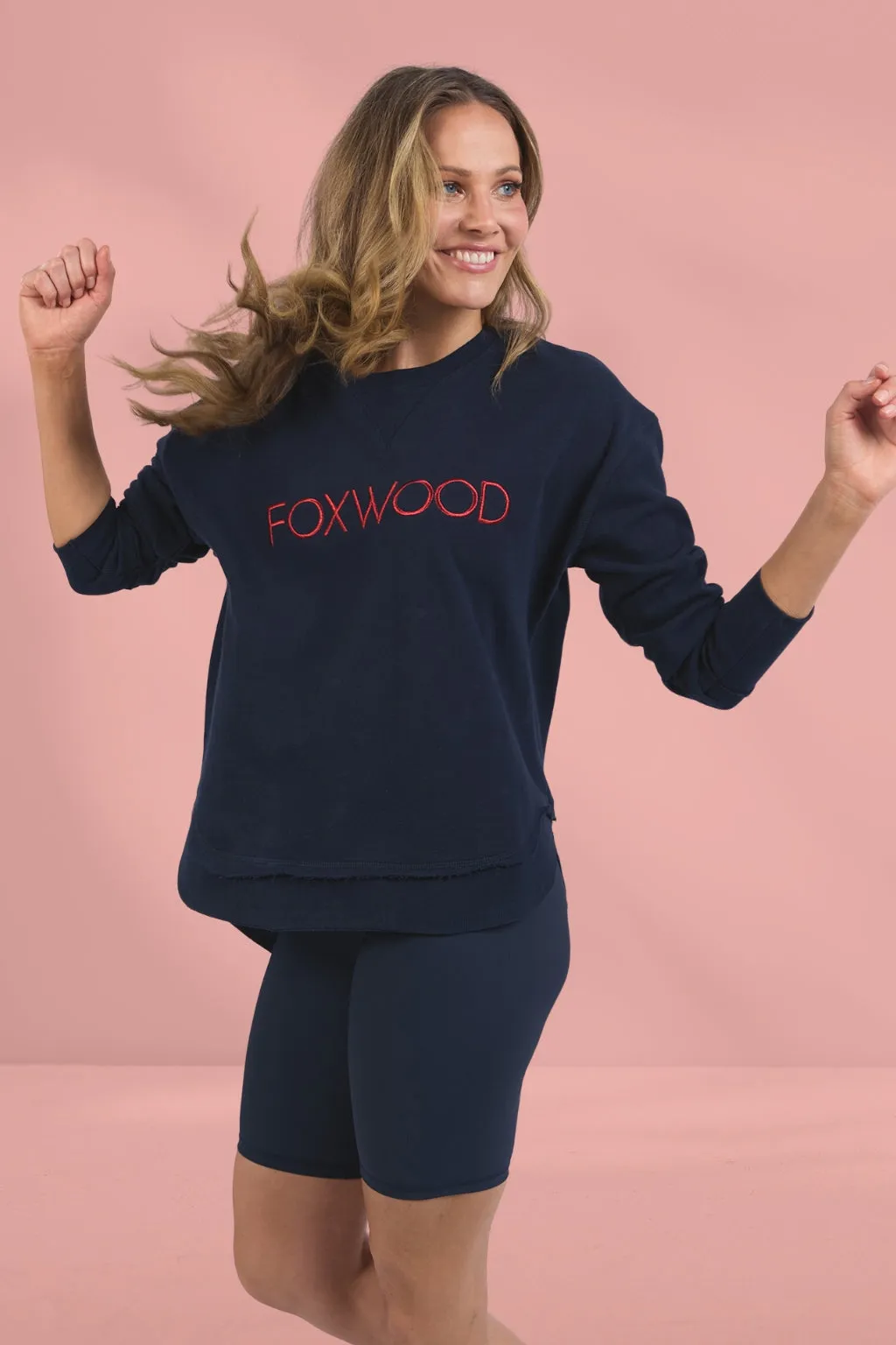 Foxwood Simplified Metallic Crew Navy Red