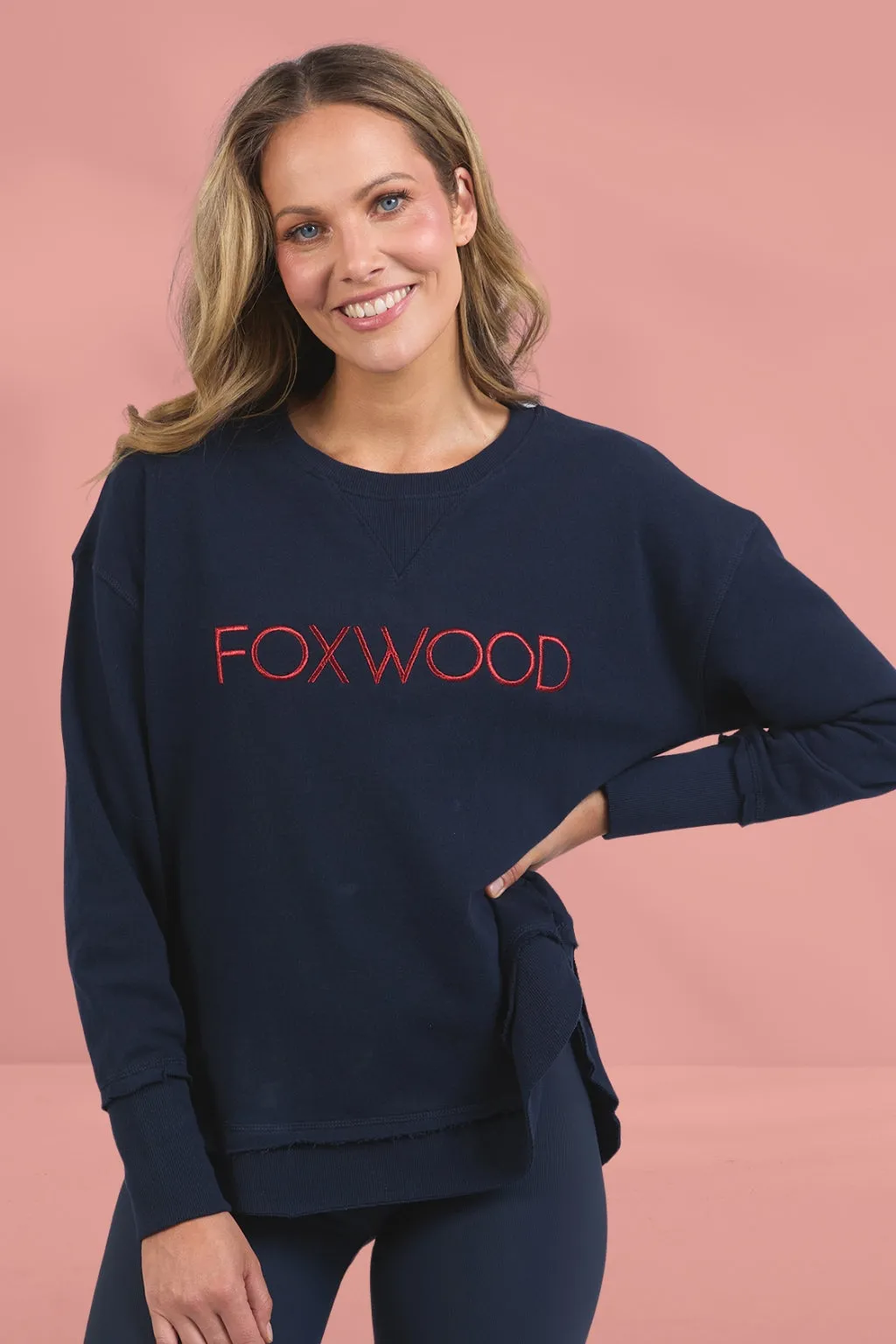 Foxwood Simplified Metallic Crew Navy Red