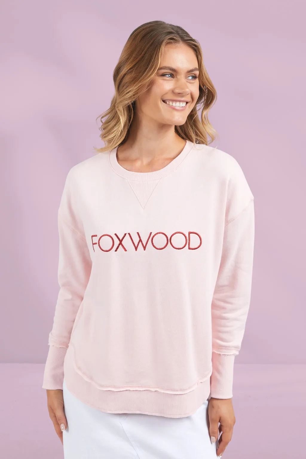 Foxwood Simplified Metallic Crew Pale Pink