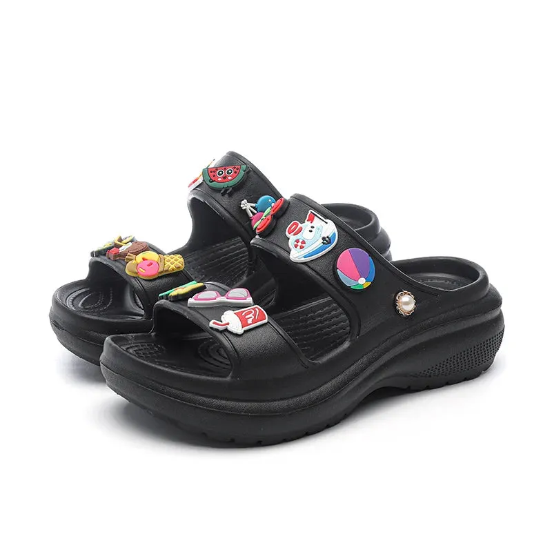 Fun 3D Beach Charms Shallow Platform Sandals