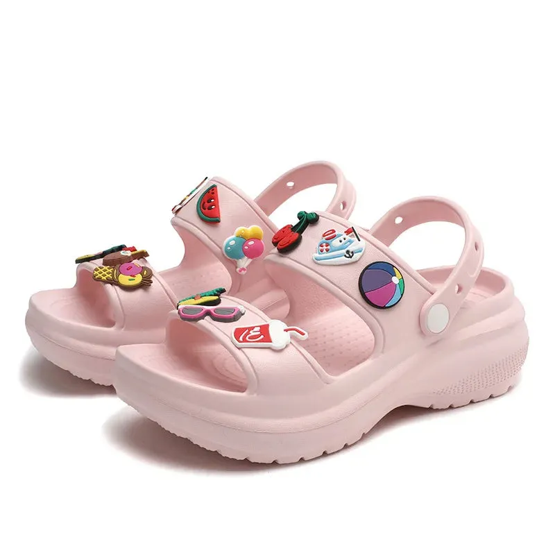 Fun 3D Beach Charms Shallow Platform Sandals