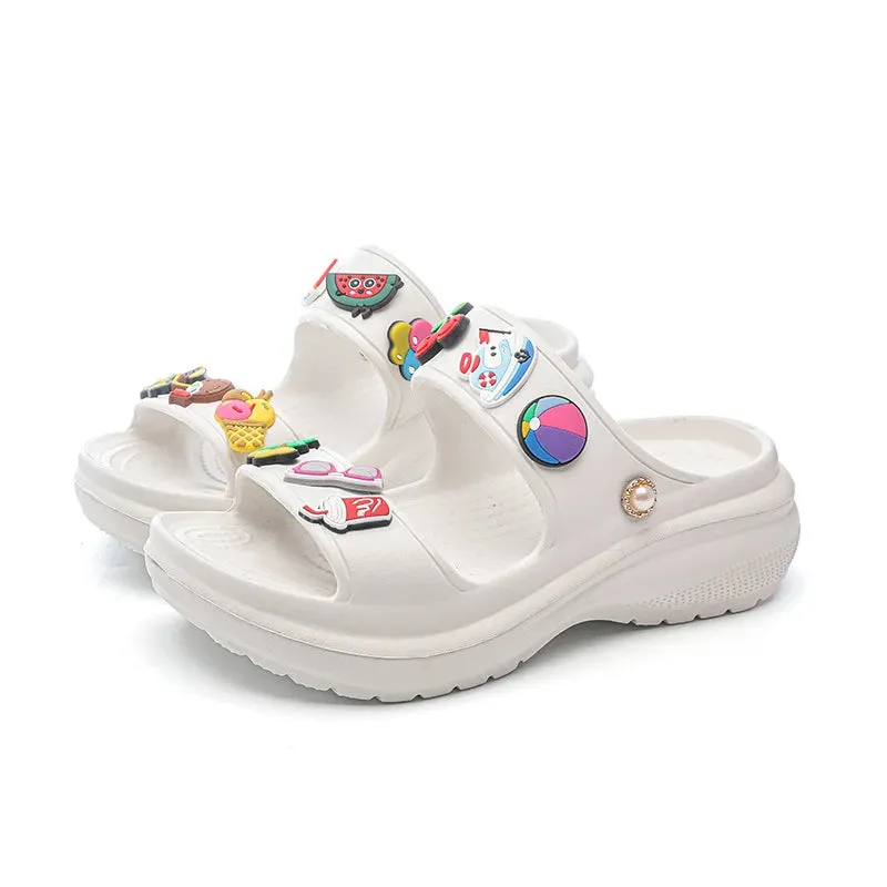 Fun 3D Beach Charms Shallow Platform Sandals