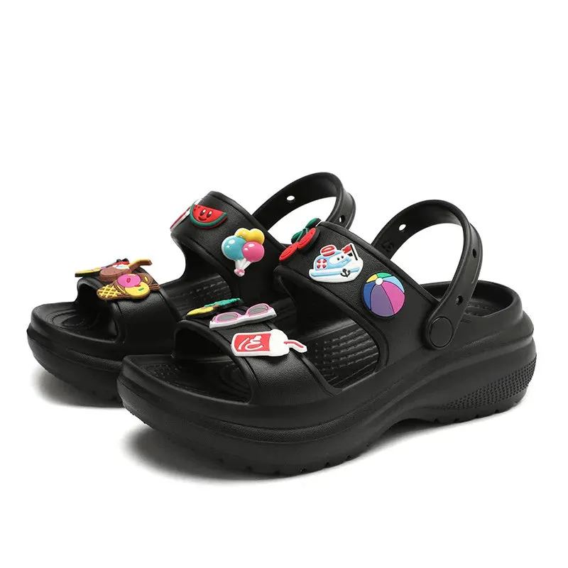 Fun 3D Beach Charms Shallow Platform Sandals