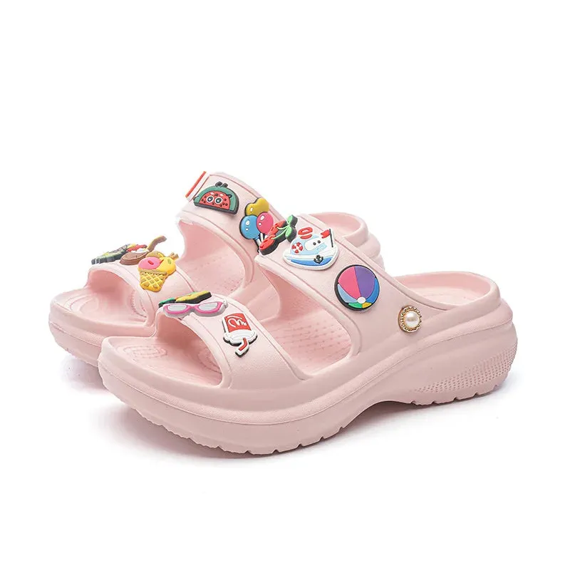 Fun 3D Beach Charms Shallow Platform Sandals