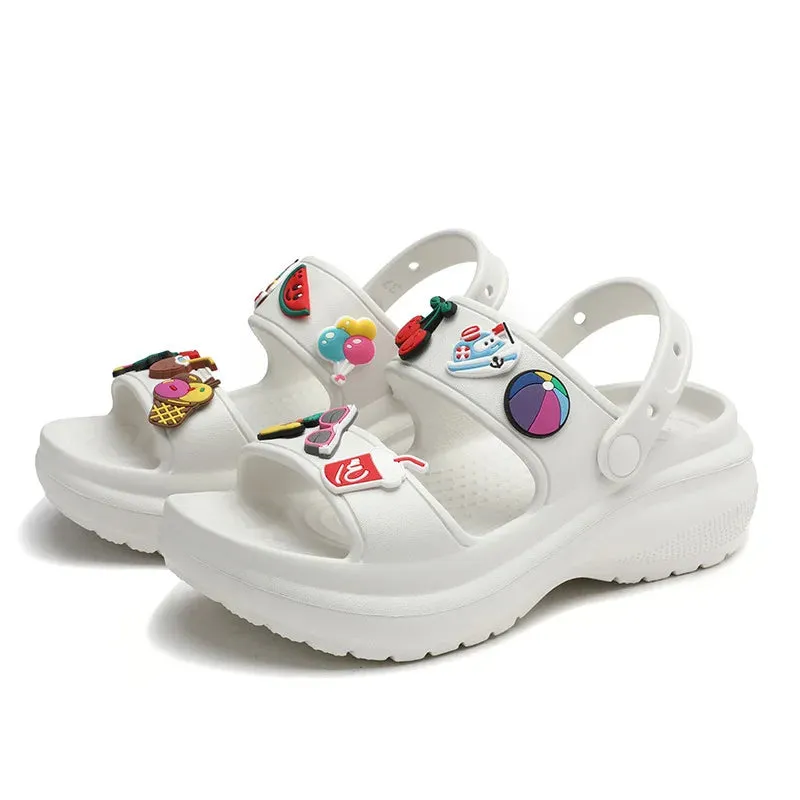 Fun 3D Beach Charms Shallow Platform Sandals