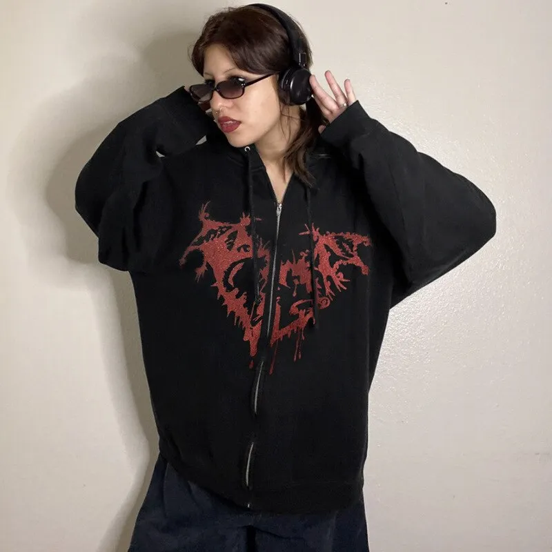 Grunge Heart Zip Hoodie