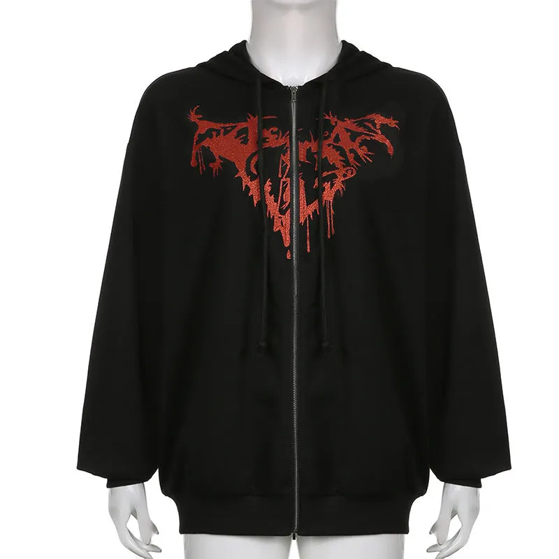 Grunge Heart Zip Hoodie