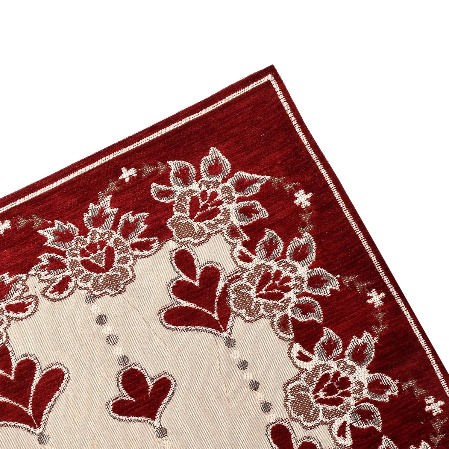 Heart Home Multiuses Floral Print Rectangular Cotton Table Runner for Dining and Center Table (Maroon)-50HH01289