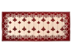 Heart Home Multiuses Floral Print Rectangular Cotton Table Runner for Dining and Center Table (Maroon)-50HH01289