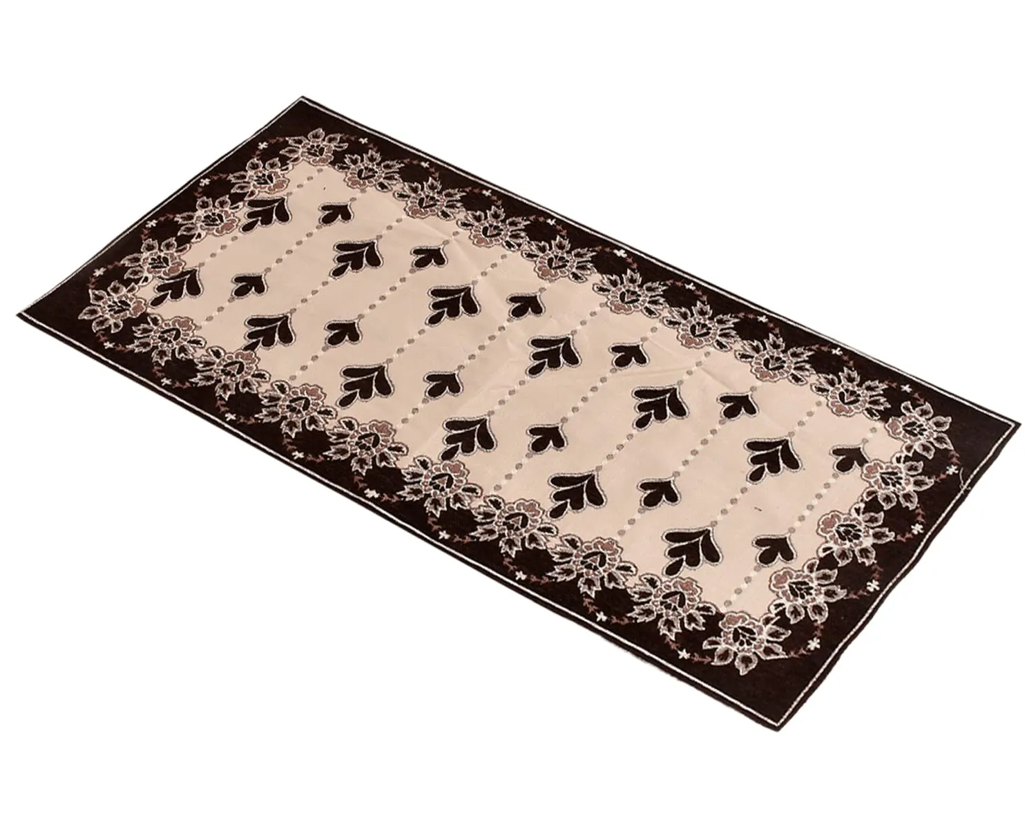 Heart Home Rectangular Floral Print Cotton Table Runner for Dining and Center Table, Wedding, Everyday Use, Dinner Parties, Set of 2 (Brown)-50HH01296