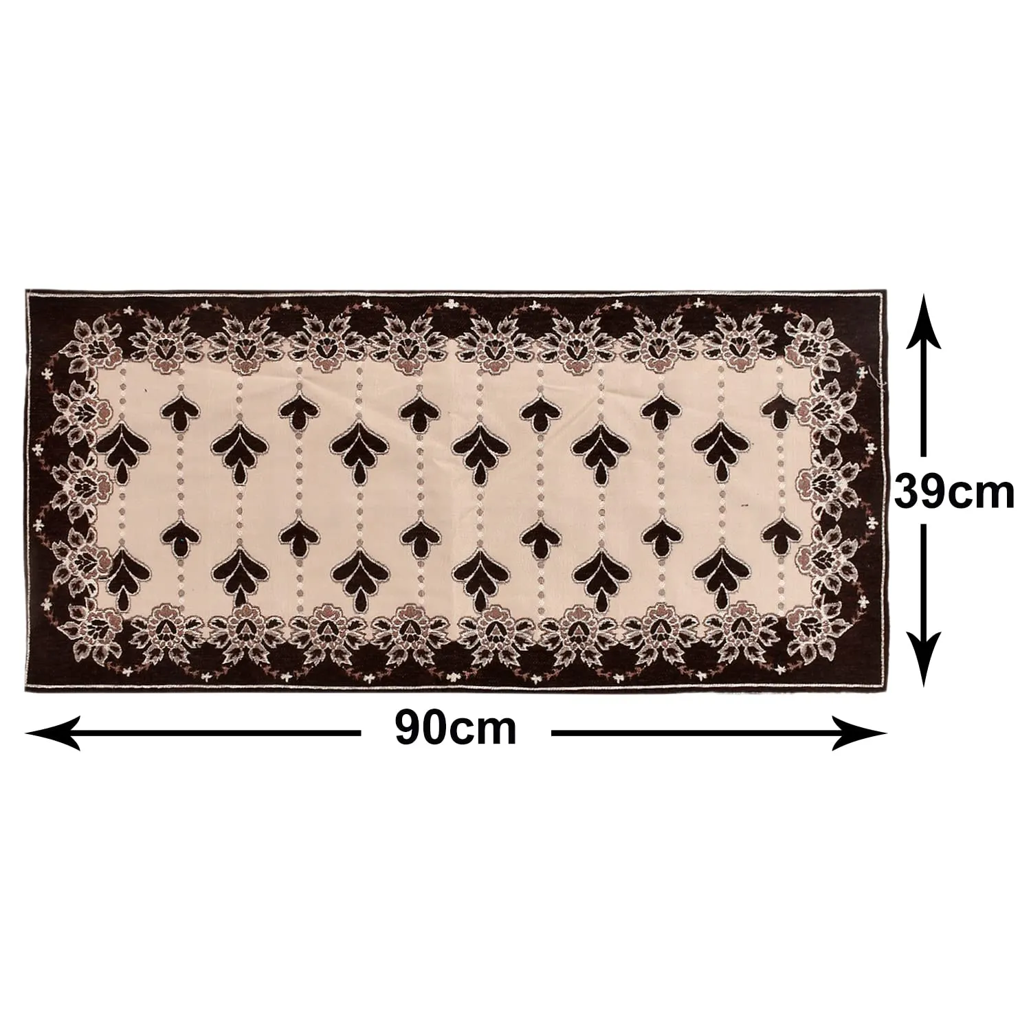 Heart Home Rectangular Floral Print Cotton Table Runner for Dining and Center Table, Wedding, Everyday Use, Dinner Parties, Set of 2 (Brown)-50HH01296