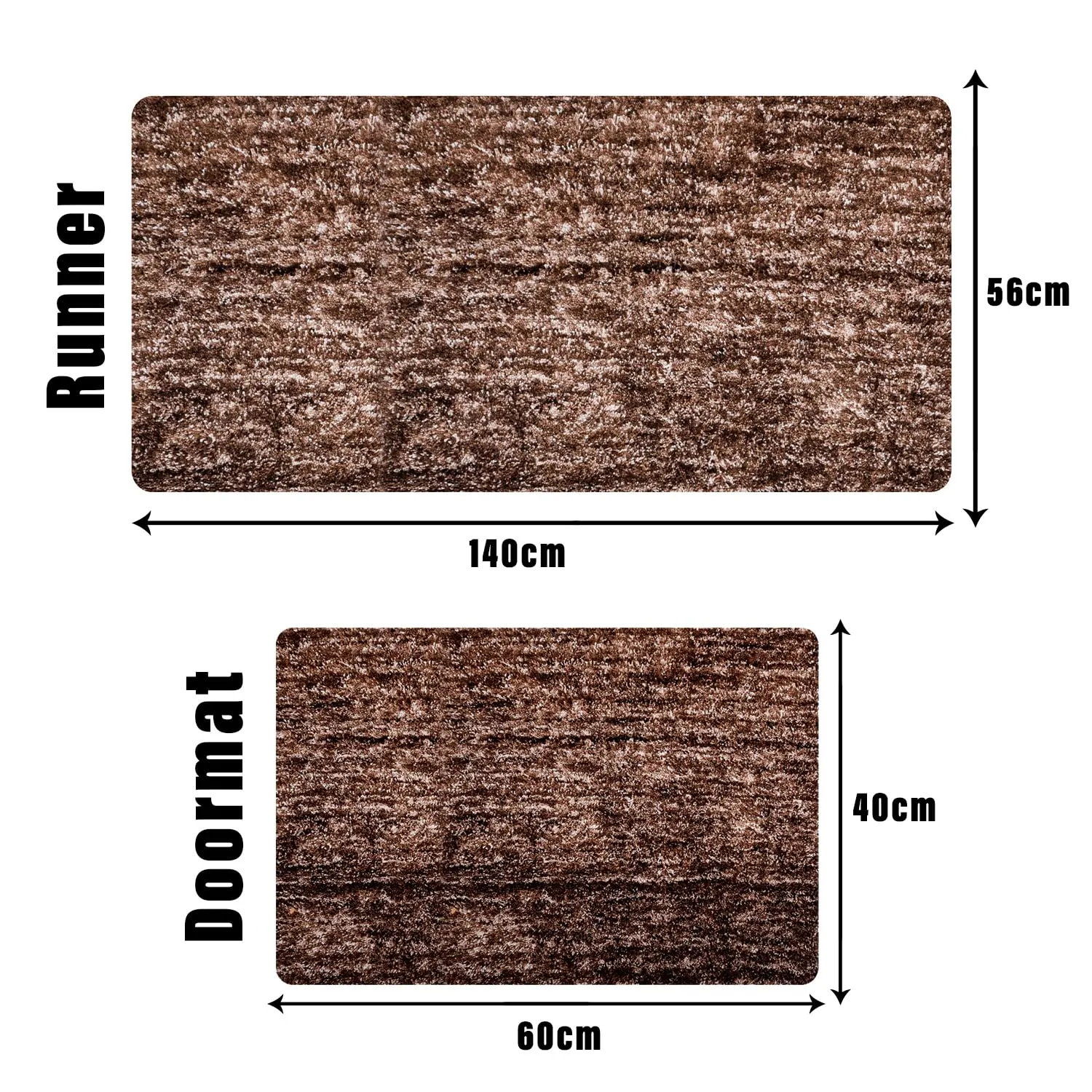 Heart Home Runner | Bedside Runner for Bedroom | Lexus Home Decor Runner & Door Mat Combo | Anti-Skid Runner & Door Mat | Runner & Door Mat Set | Set of 2 | Brown