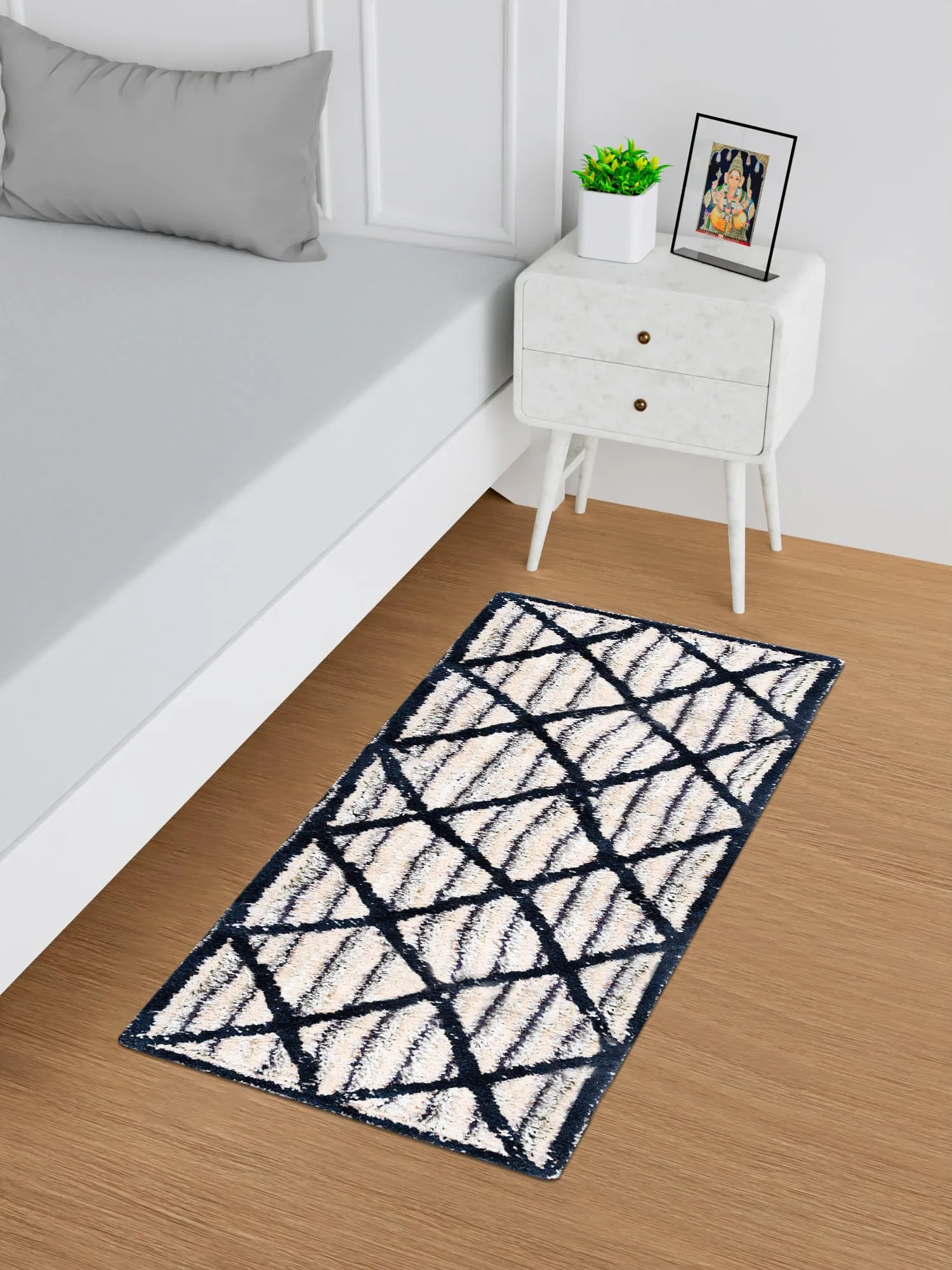 Heart Home Runner | Bedside Runner for Bedroom | Runner for Living Room | Katli Mingle Carpet Runner for Home | Anti Skid Carpet Rug Mat | Kitchen Runner | 22x55 | Blue