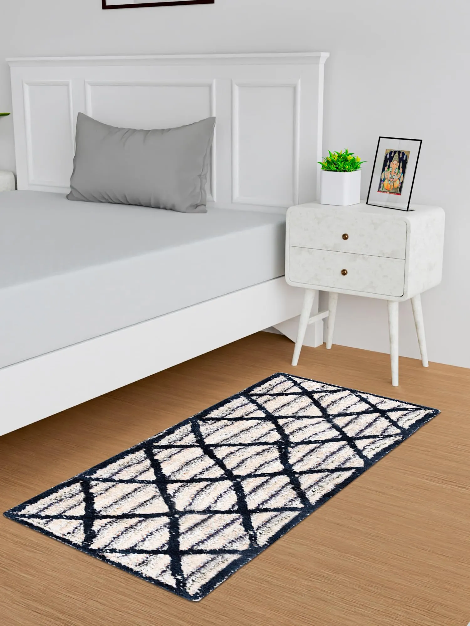 Heart Home Runner | Bedside Runner for Bedroom | Runner for Living Room | Katli Mingle Carpet Runner for Home | Anti Skid Carpet Rug Mat | Kitchen Runner | 22x55 | Blue