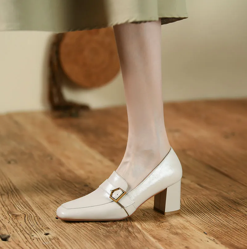 Indie High Heeled Loafers Beige