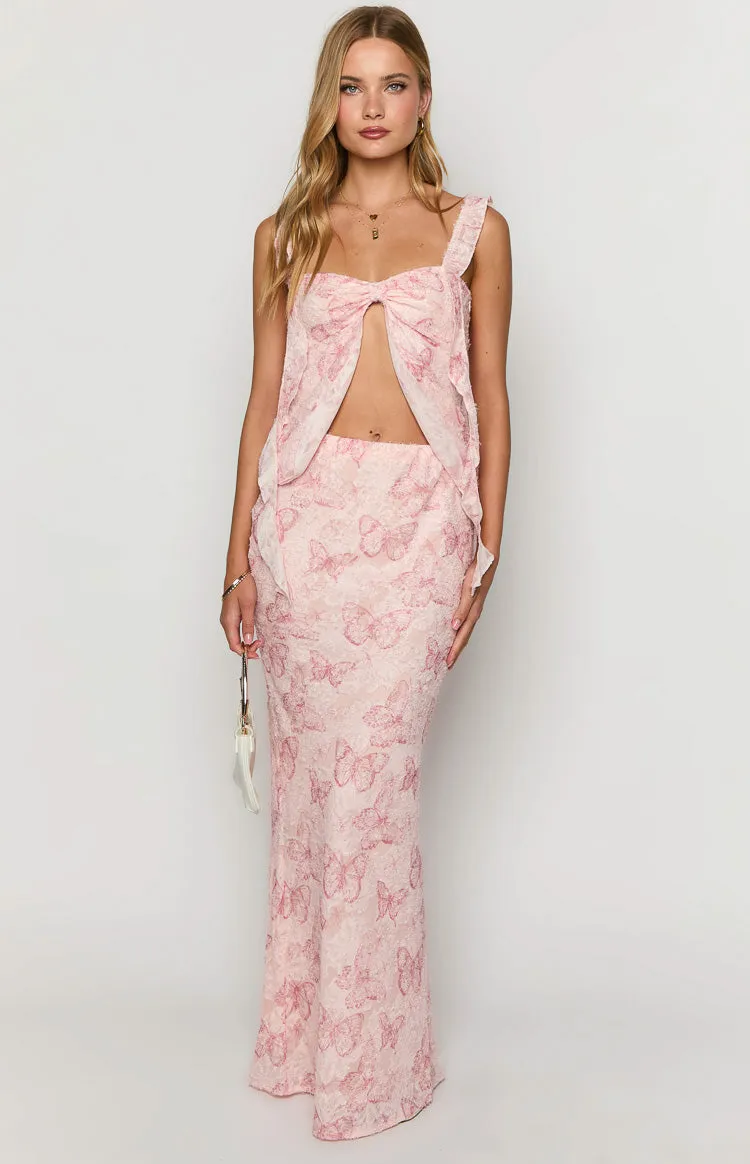 Jacqulin Pink Butterfly Maxi Skirt