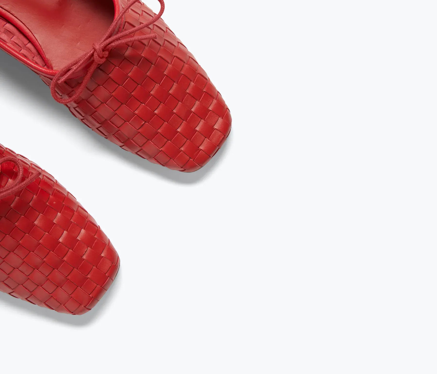 Jada Woven Leather Flats - Crimson