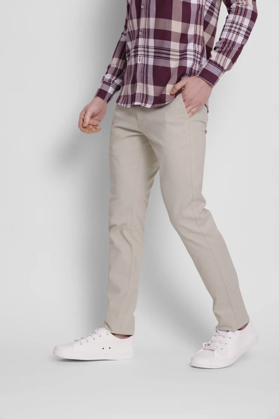 JUMP USA Men Beige Premium Cotton Slim Fit Sustainable Chinos