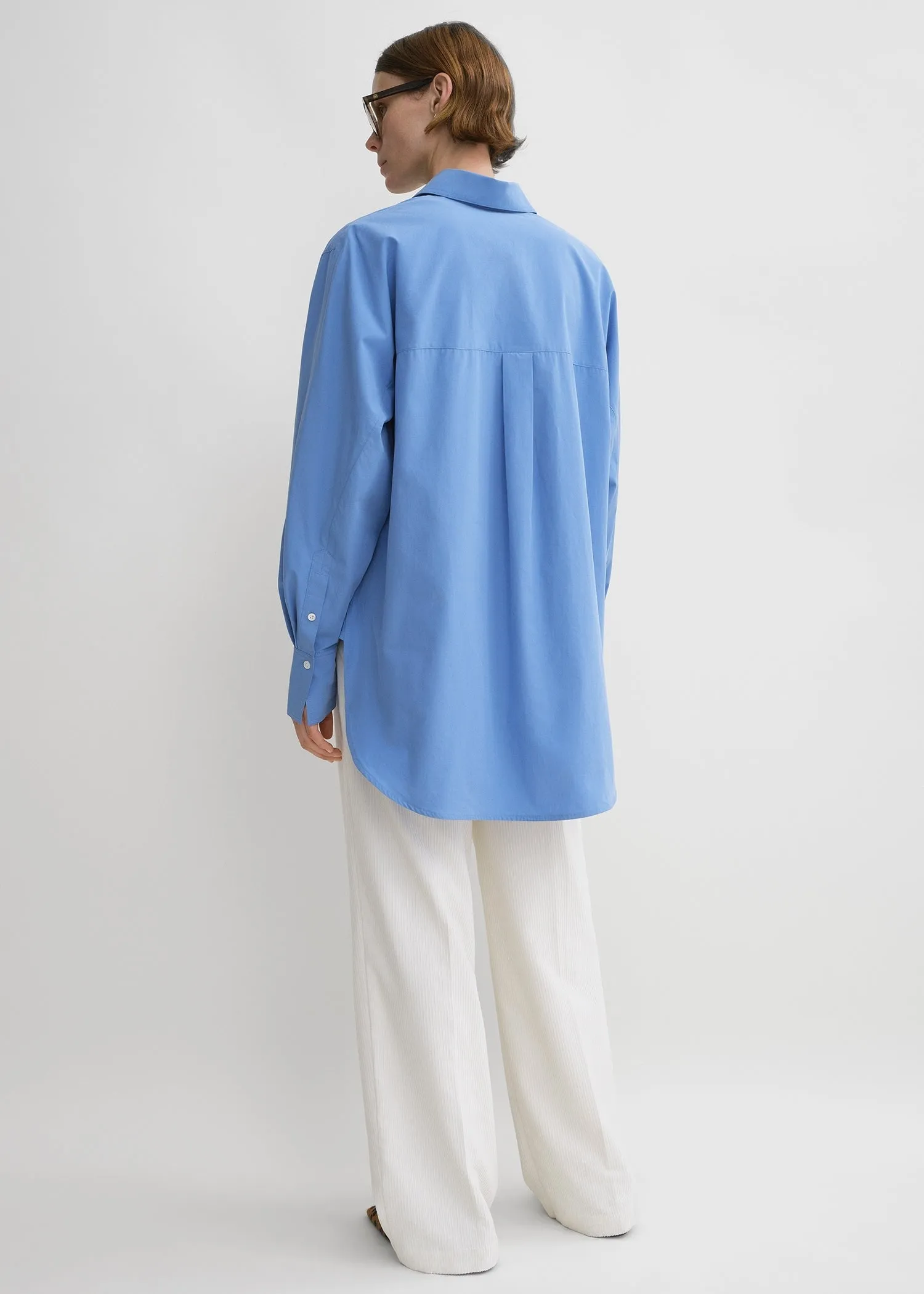 Kimono-sleeve poplin shirt cornflower