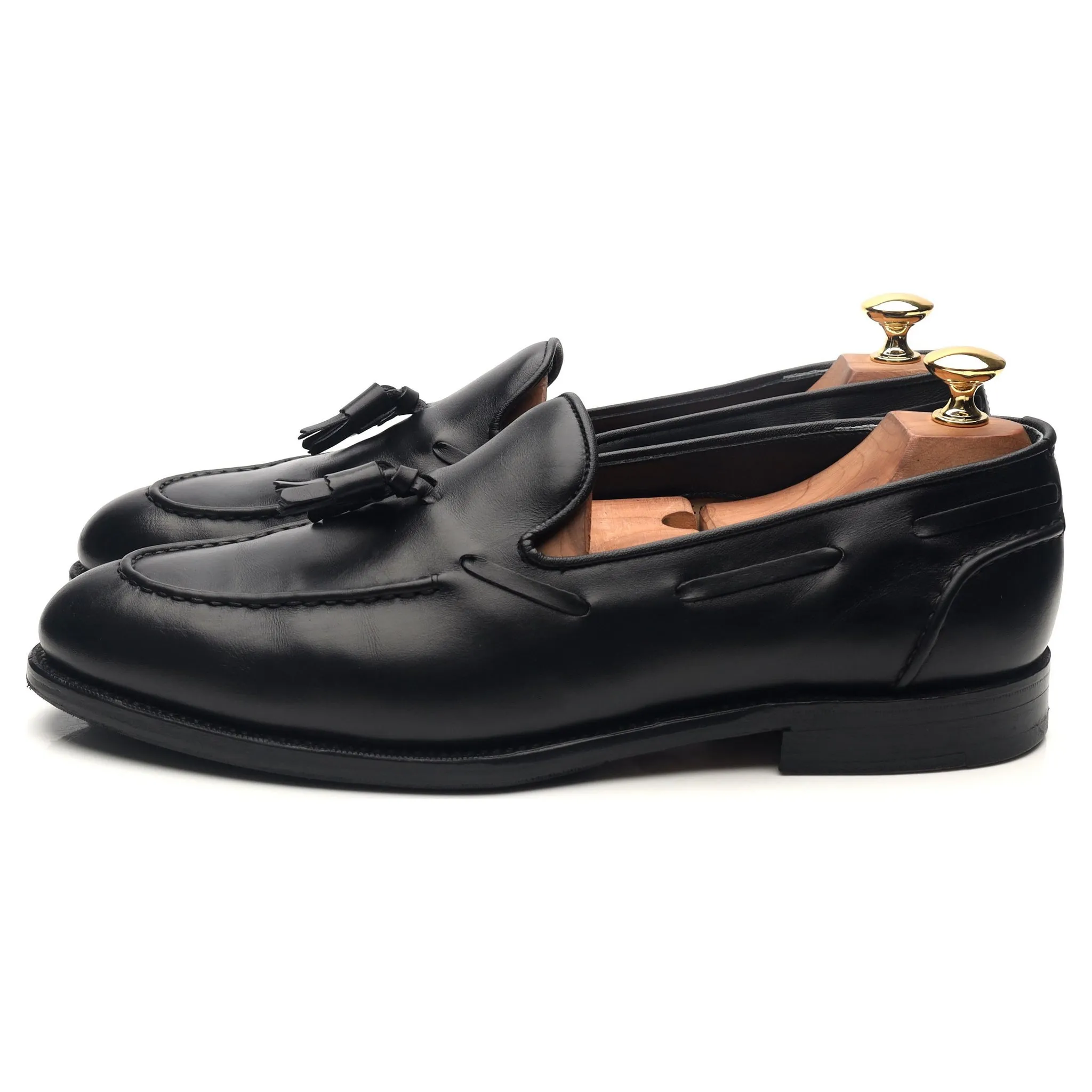 'Leadenhall' Black Leather Tassel Loafers UK 9.5 E