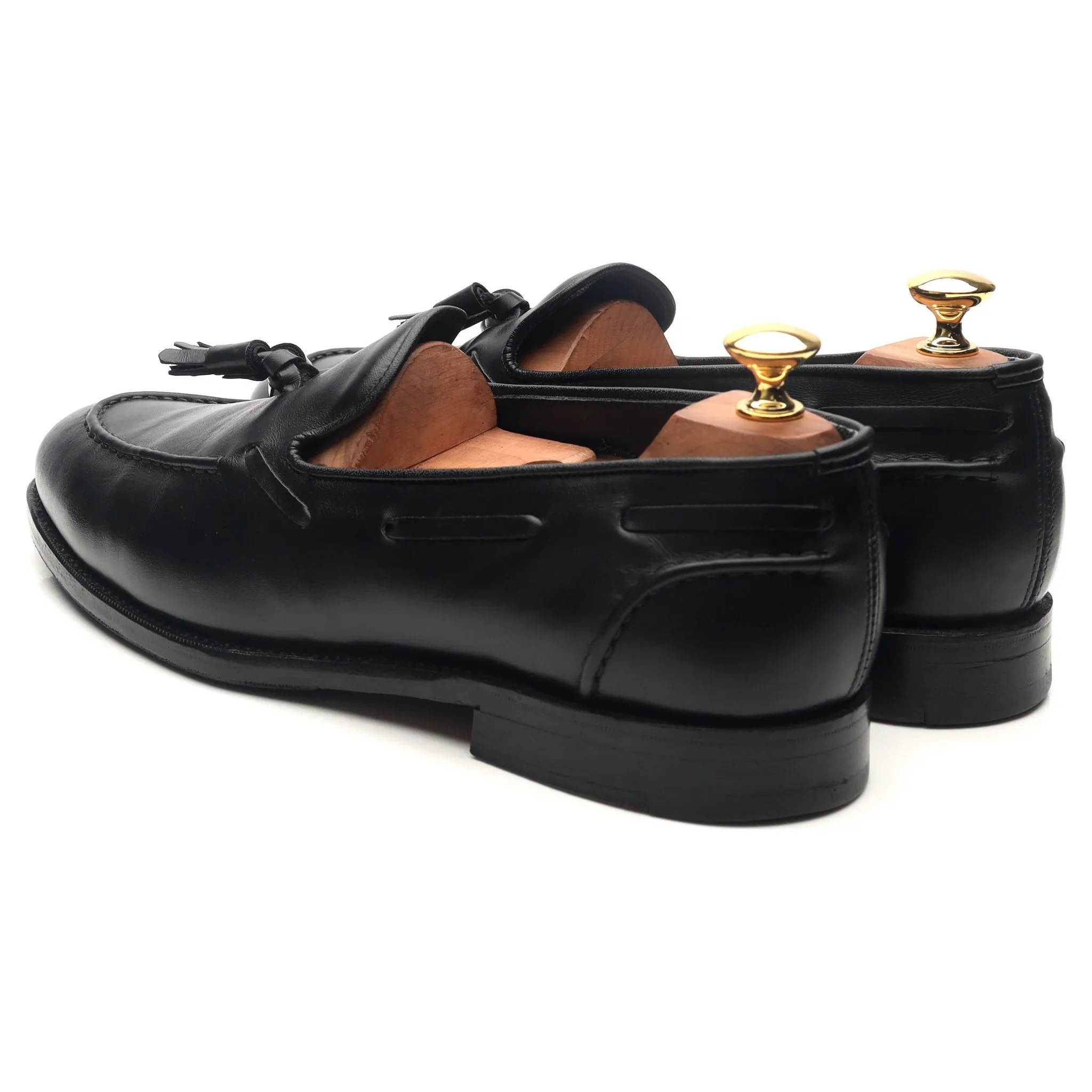 'Leadenhall' Black Leather Tassel Loafers UK 9.5 E