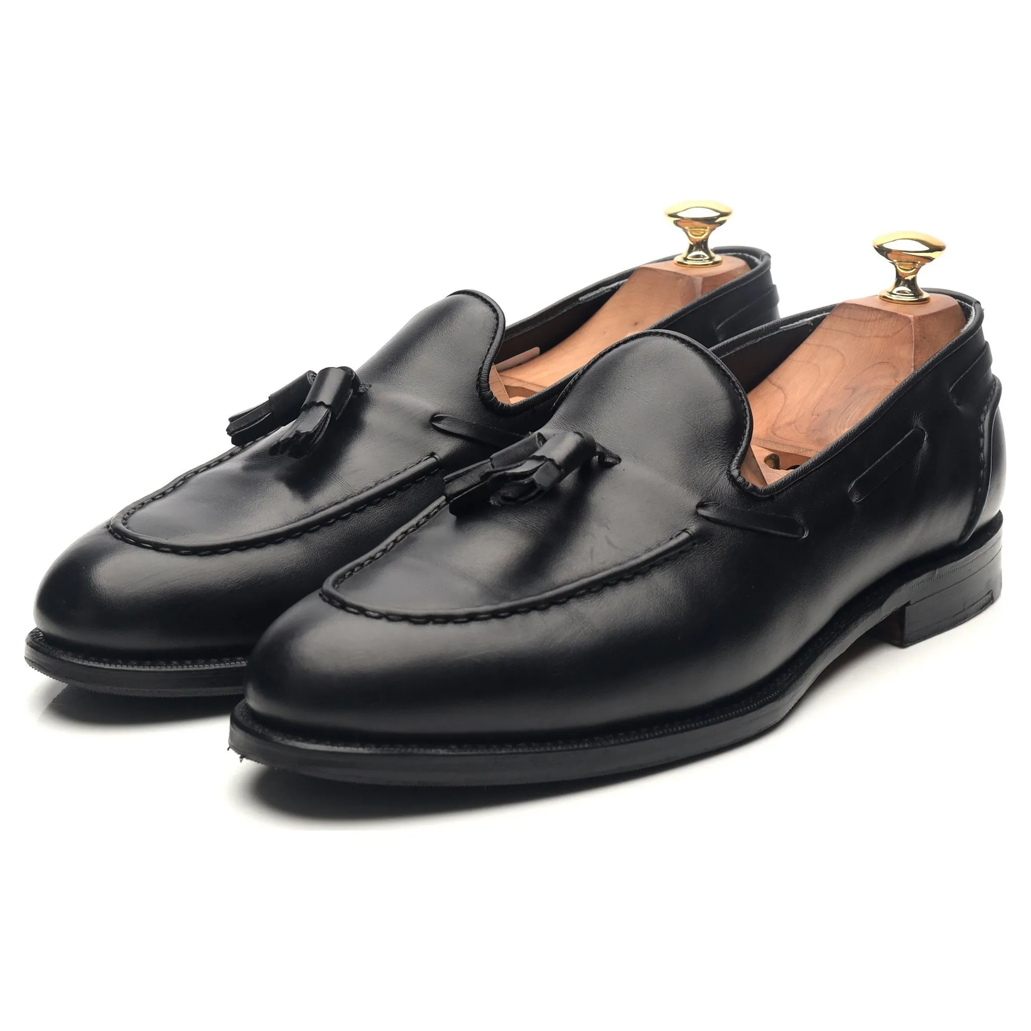 'Leadenhall' Black Leather Tassel Loafers UK 9.5 E