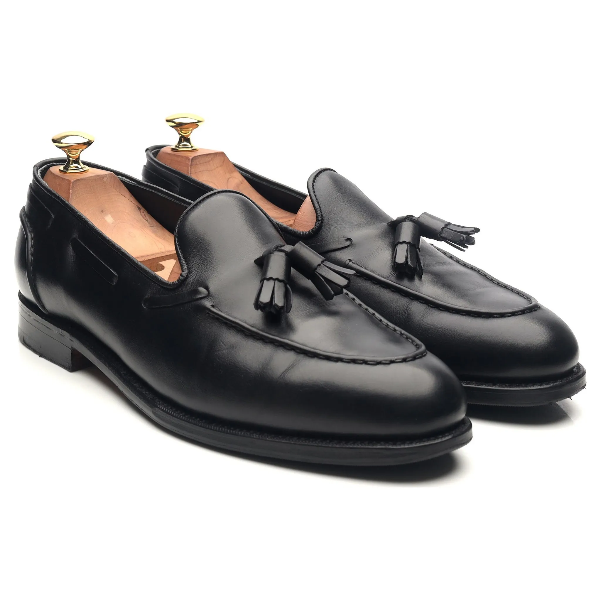 'Leadenhall' Black Leather Tassel Loafers UK 9.5 E