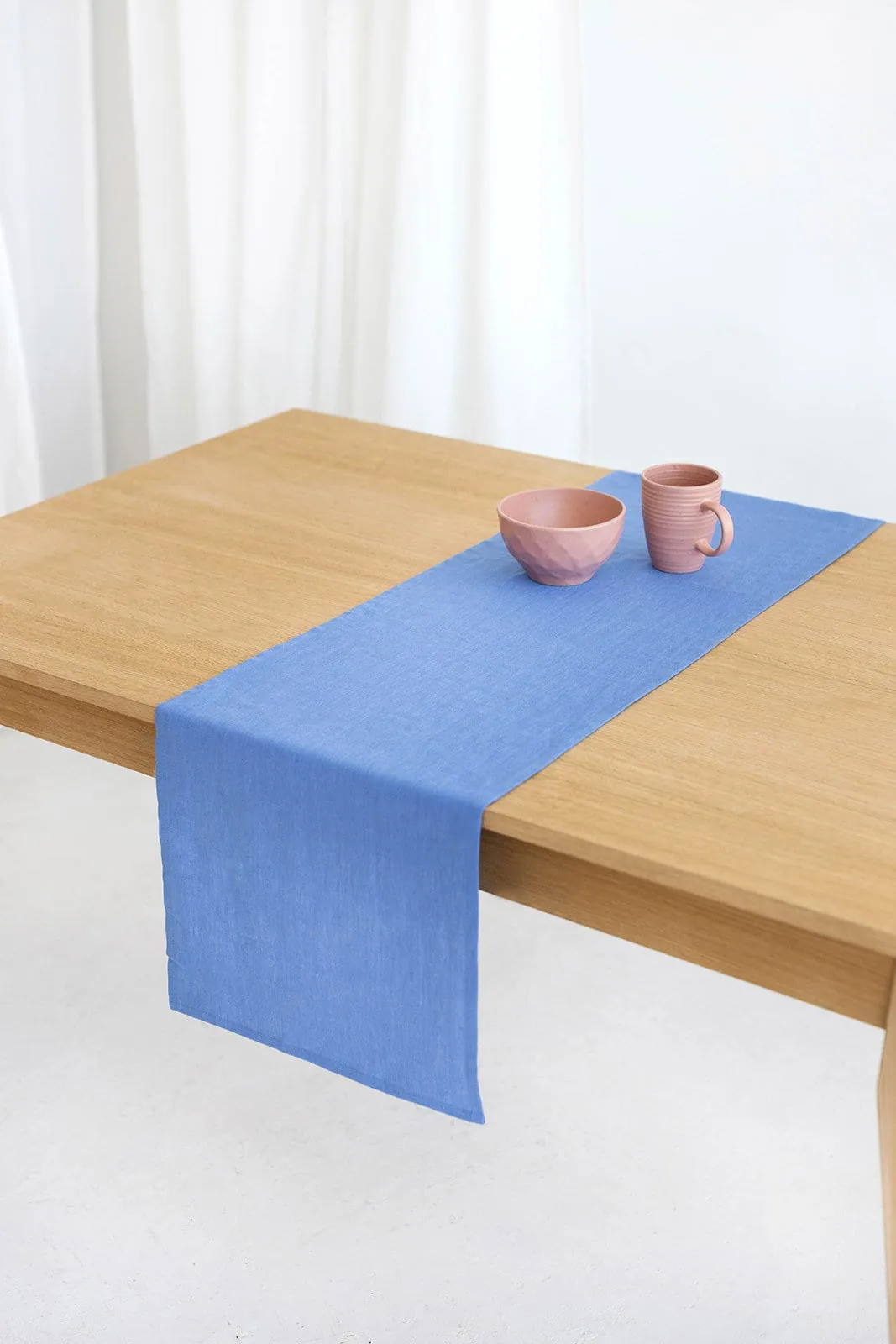 Linen Table Runner In Blue