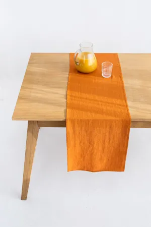 Linen Table Runner In Mustard