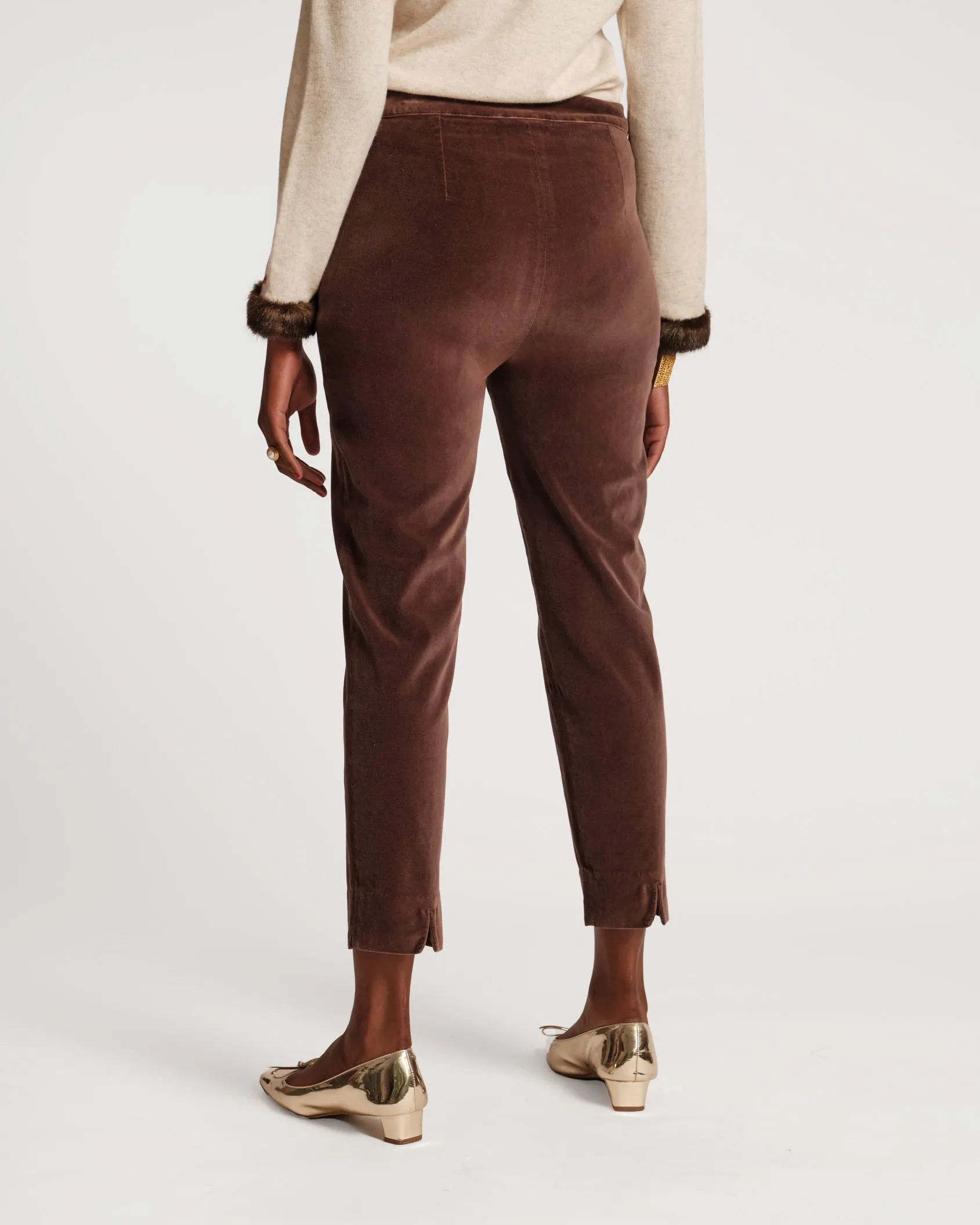 Lucy Pant Stretch Velvet Chocolate