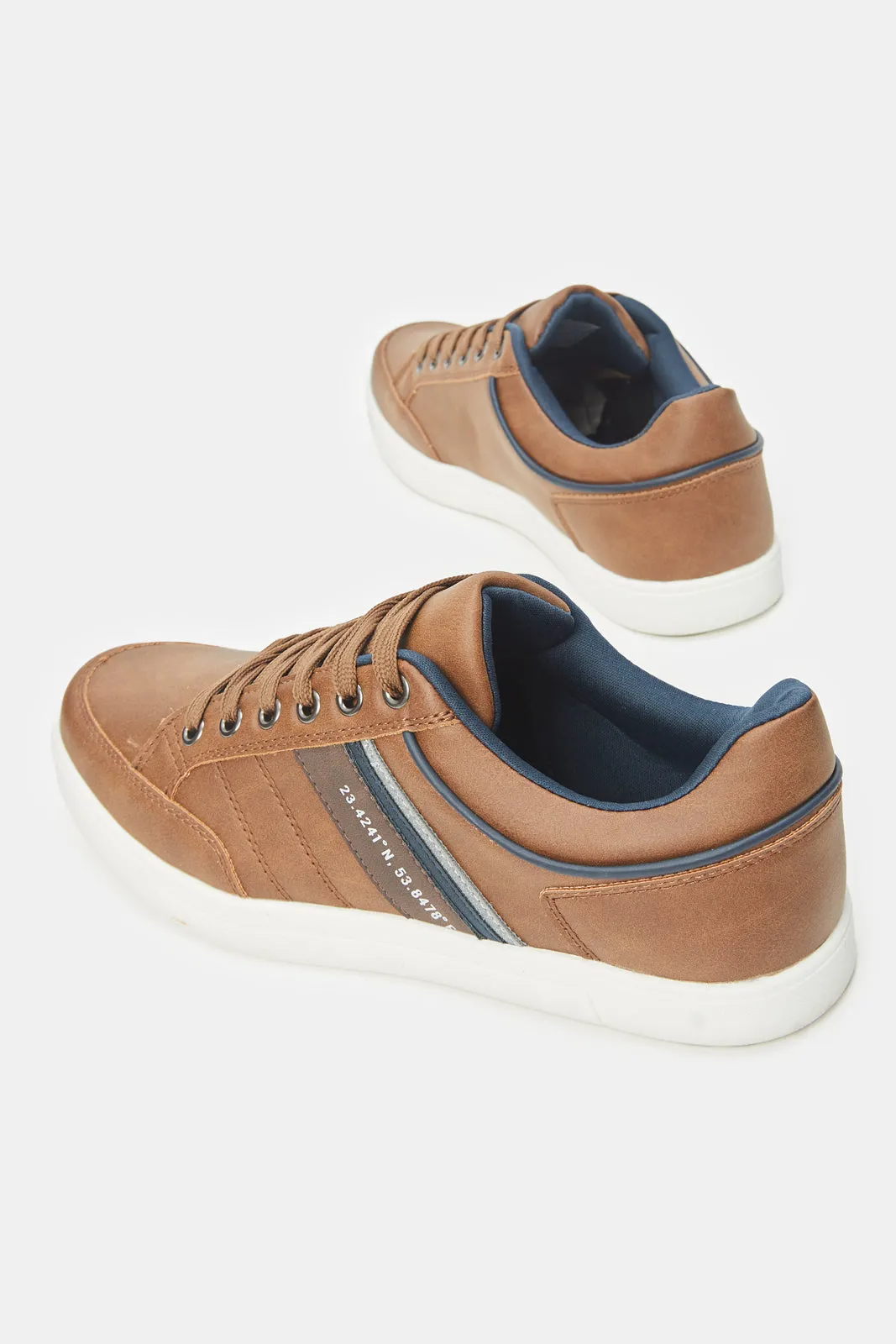 Men Brown Stripped Sneakers