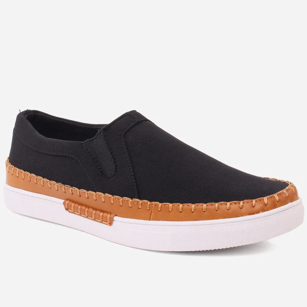 Men "HENDRIX" Shaded Stitched Detail Loafers Elastic Goring Boat Casual Trainers